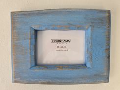 Ramka na zdjęcie, dębowa - błękit i złoto